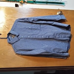 Stone Work by Wyatt Stone men's new grey blue, striped button down size M shirt